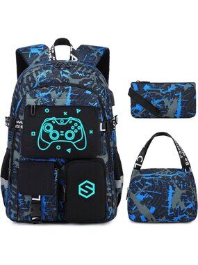 Cool Luminous Boys Backpack Set with Lunch Bag - Stylish Kids School Bag